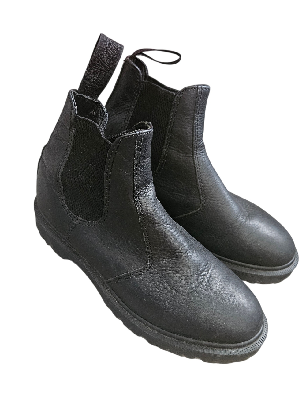Dr. Martens 2976 Black Pebbeled Leather Chelsea Pull On Boots 8